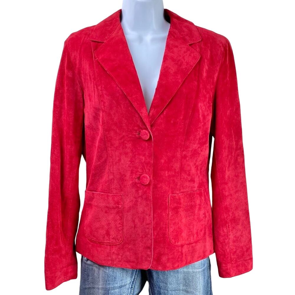 Bebe Red Leather Blazer Jacket Fully Lined Medium